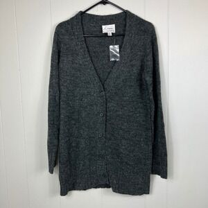 Linea by Louis Dell'Olio XS Gray Acrylic Blend Button Front‎ Long Cardigan